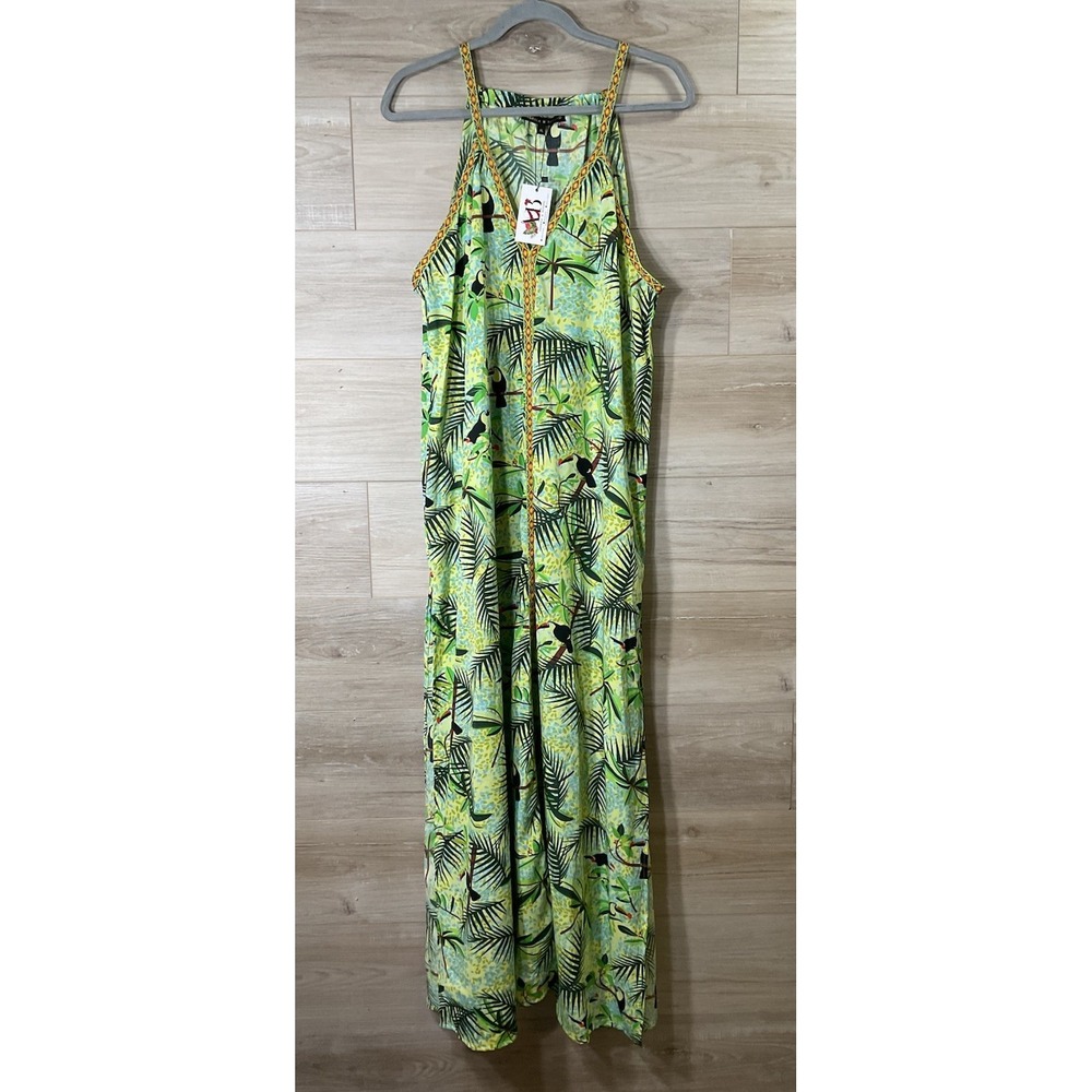 NEW American & Beyond Tropical Print Maxi Dress Boho Chic Resortwear Cover Up XL